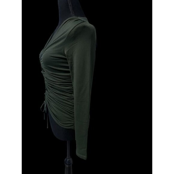 SUSANA MONACO Long Sleeve Ruched Top V-Neck Elastic Detail resort summer travel - Picture 5 of 10